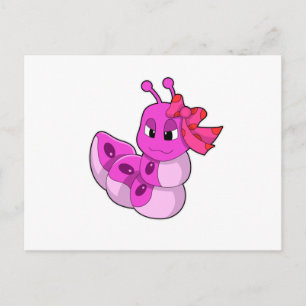 Caterpillar as Girl with Ribbon Postcard
