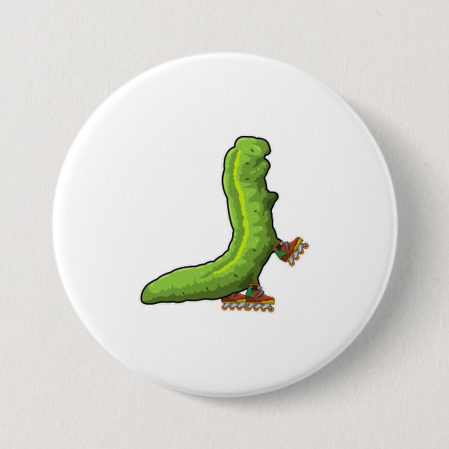 Caterpillar as Inline skater with Inline skates 3 Inch Round Button (Front)