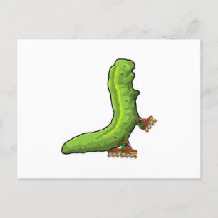 Caterpillar as Inline skater with Inline skates Postcard