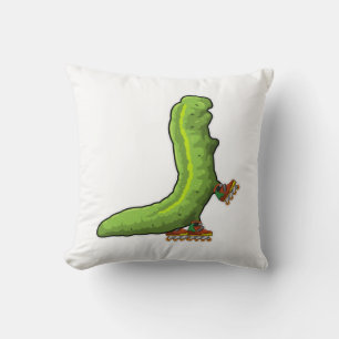 Caterpillar as Inline skater with Inline skates Throw Pillow
