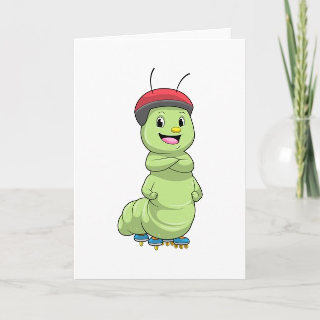 Caterpillar as Inline skater with Roller skates.pn Card (Front)