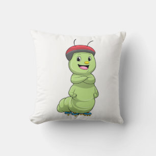 Caterpillar as Inline skater with Roller skates.pn Throw Pillow