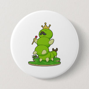 Caterpillar as King with Crown 3 Inch Round Button