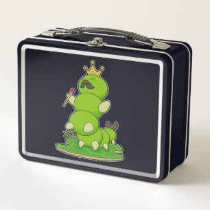 Caterpillar as King with Crown Metal Lunch Box