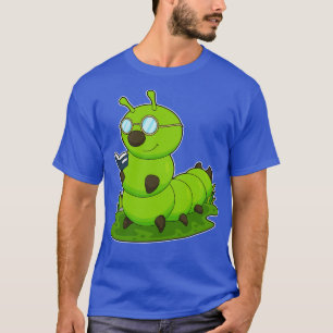 Caterpillar As Nerd With Glasses Book T-Shirt