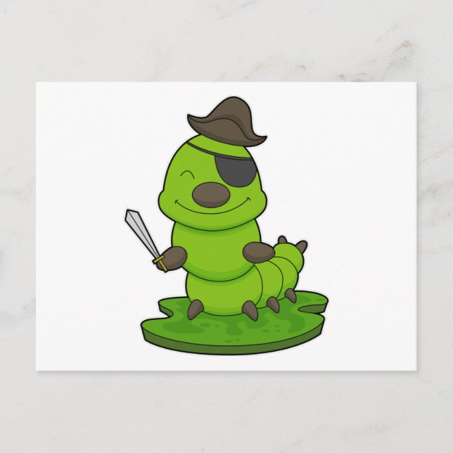 Caterpillar as Pirate with Sword Postcard (Front)