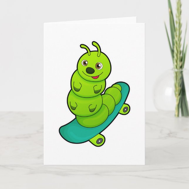 Caterpillar as Skater with Skateboard Card (Front)