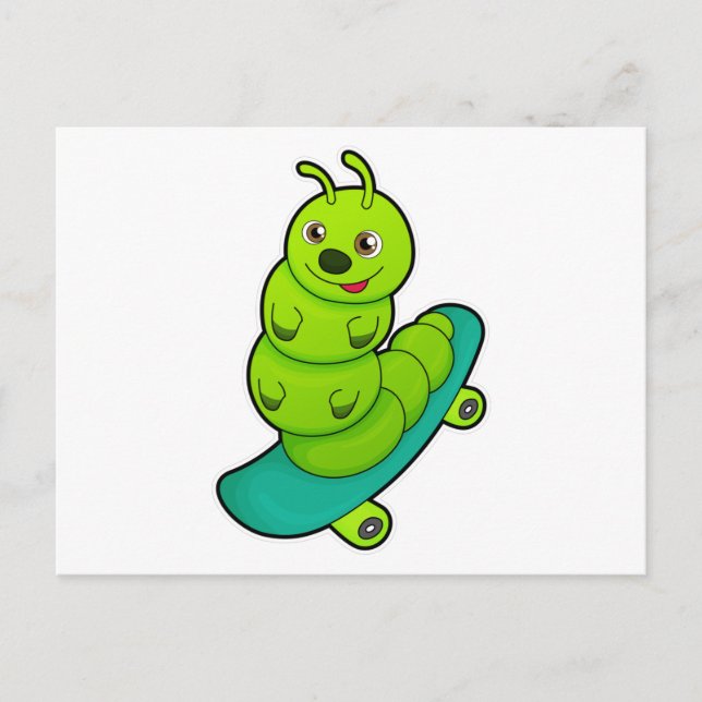 Caterpillar as Skater with Skateboard Postcard (Front)
