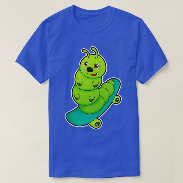 Caterpillar As Skater With Skateboard  T-Shirt (Design Front)