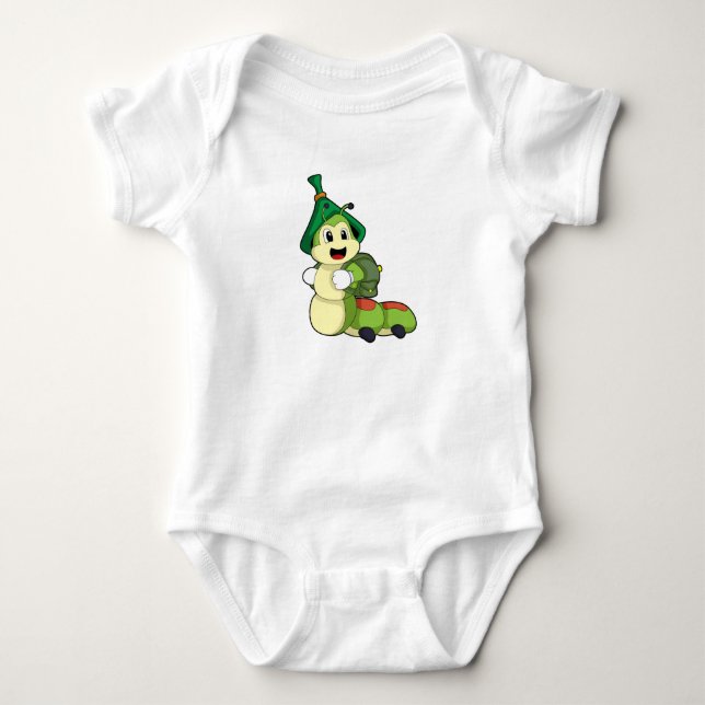 Caterpillar as Student with Backpack Baby Bodysuit (Front)