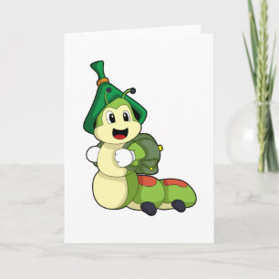 Caterpillar as Student with Backpack Card