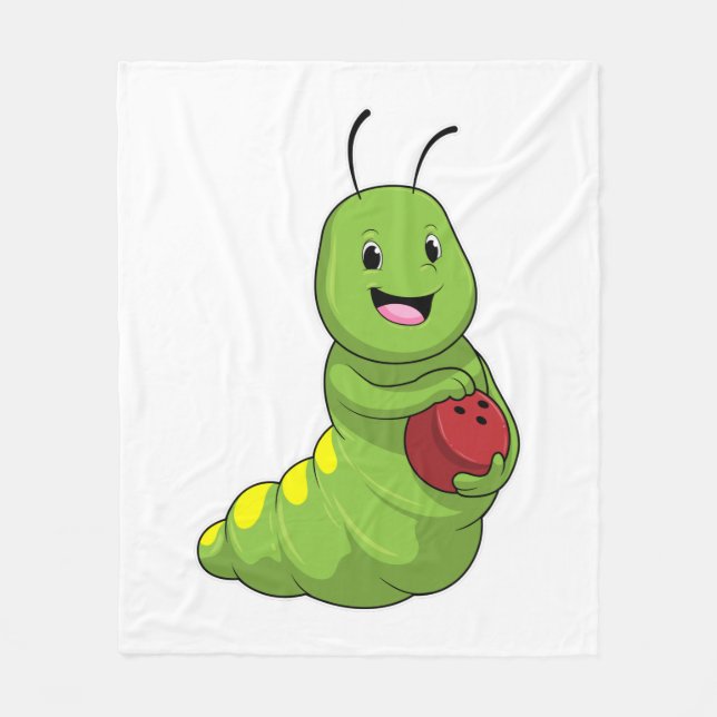 Caterpillar at Bowling with Bowling ball Fleece Blanket (Front)