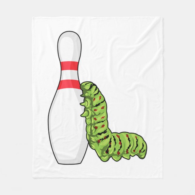 Caterpillar at Bowling with Bowling pin Fleece Blanket (Front)