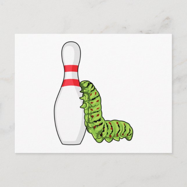 Caterpillar at Bowling with Bowling pin Postcard (Front)