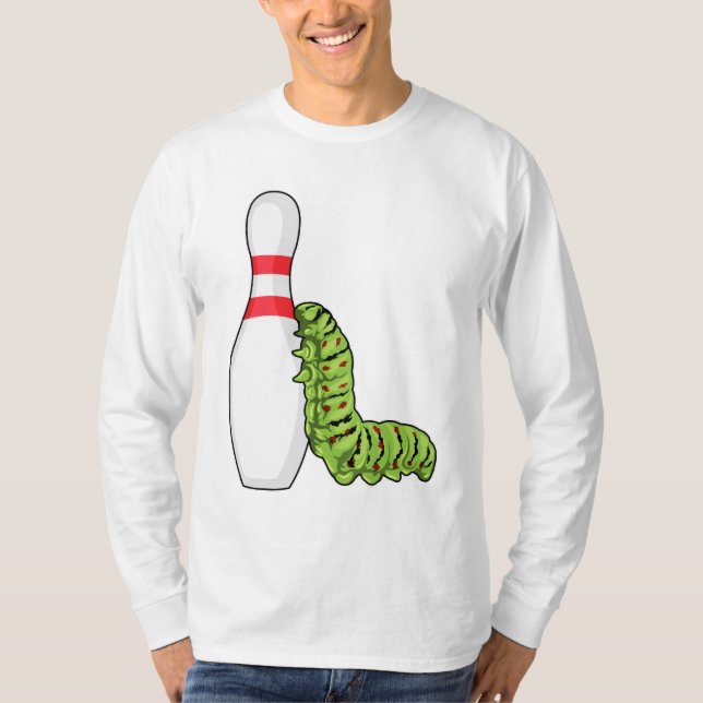 Caterpillar at Bowling with Bowling pin T-Shirt (Front)