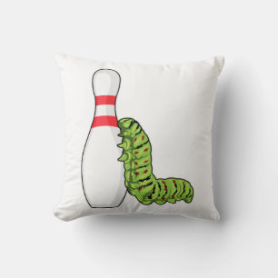 Caterpillar at Bowling with Bowling pin Throw Pillow