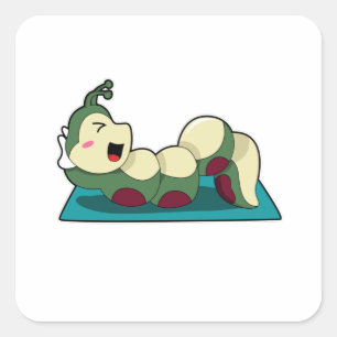 Caterpillar at Fitness Workout Square Sticker
