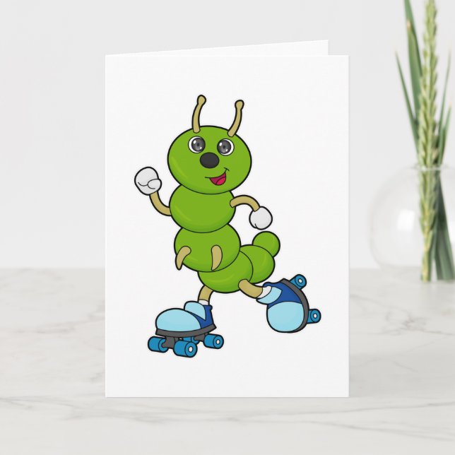 Caterpillar at Inline skating with Roller skates Card (Front)