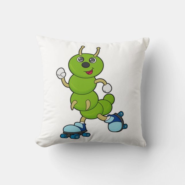Caterpillar at Inline skating with Roller skates Throw Pillow (Front)