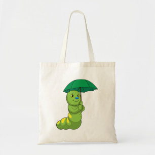 Caterpillar at Raining with Umbrella Tote Bag