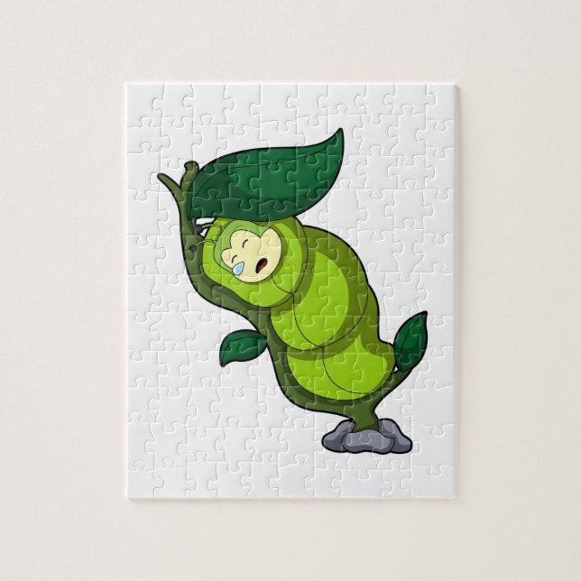 Caterpillar at Sleeping with Leaf Jigsaw Puzzle (Vertical)