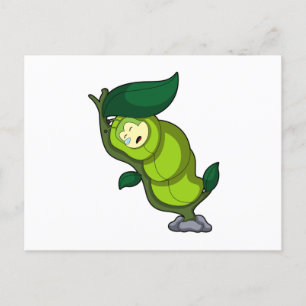Caterpillar at Sleeping with Leaf Postcard