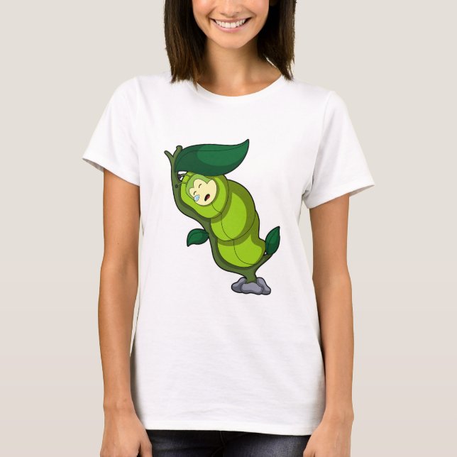 Caterpillar at Sleeping with Leaf T-Shirt (Front)
