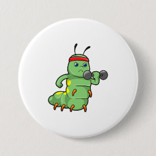 Caterpillar at Strength training with Dumbbell 3 Inch Round Button