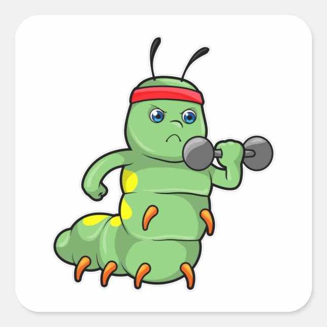 Caterpillar at Strength training with Dumbbell Square Sticker (Front)