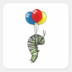 Caterpillar Balloon Square Sticker