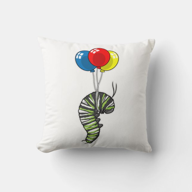 Caterpillar Balloon Throw Pillow (Front)