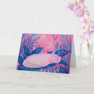 Caterpillar Cat Pink Purple Blue Fantasy Card
