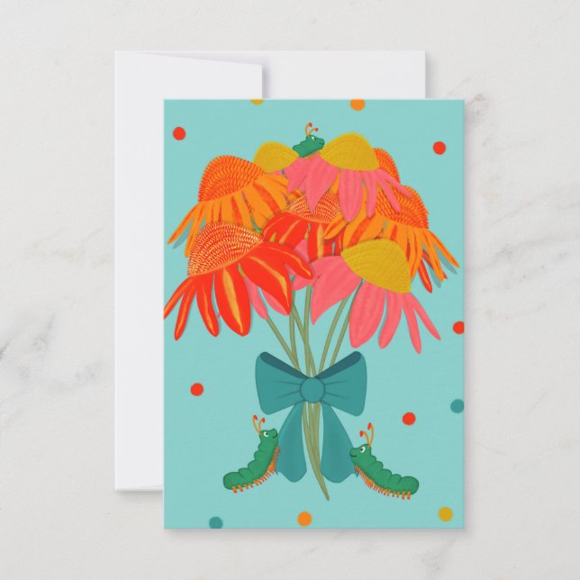 Caterpillar Confetti-Light Turquoise Thank You Card (Front)