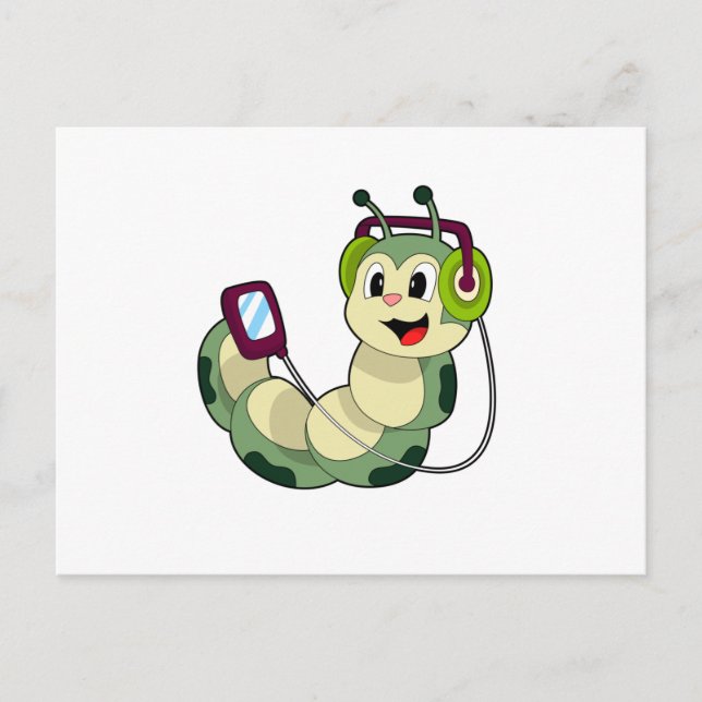 Caterpillar Headphone Music Postcard (Front)