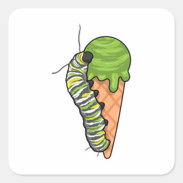Caterpillar Ice cream Square Sticker (Front)