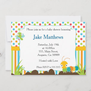 Caterpillar Invitation Baby Boy Shower Bugs