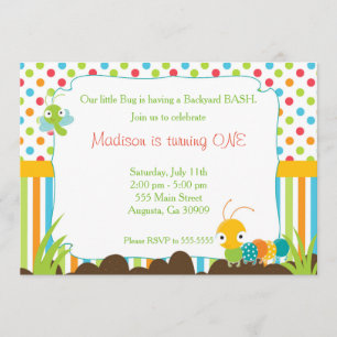 Caterpillar Invitation Kids Birthday Party Bugs