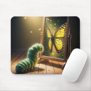 Caterpillar Looking At a Butterfly In a Mirror Mouse Pad