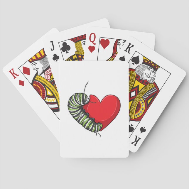 Caterpillar Love Heart Playing Cards (Back)