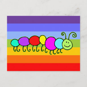 Caterpillar Netty   stripes chakren colour Postcard