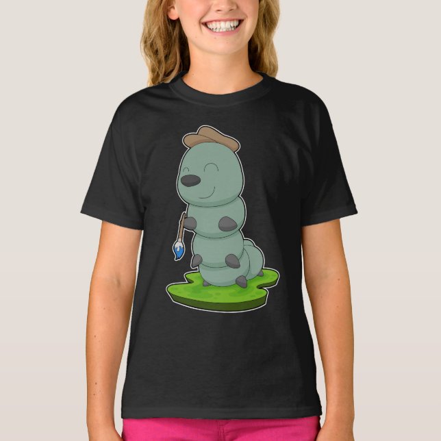 Caterpillar Painter Paintbrush Painting T-Shirt (Front)