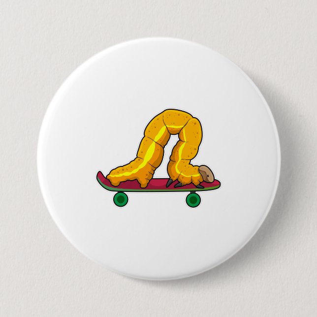 Caterpillar Skater Skateboard 3 Inch Round Button (Front)