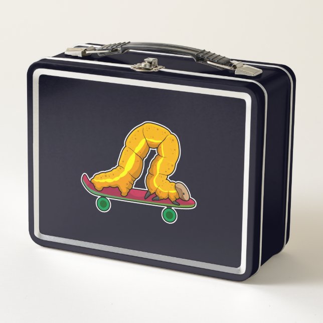 Caterpillar Skater Skateboard Metal Lunch Box (Front)