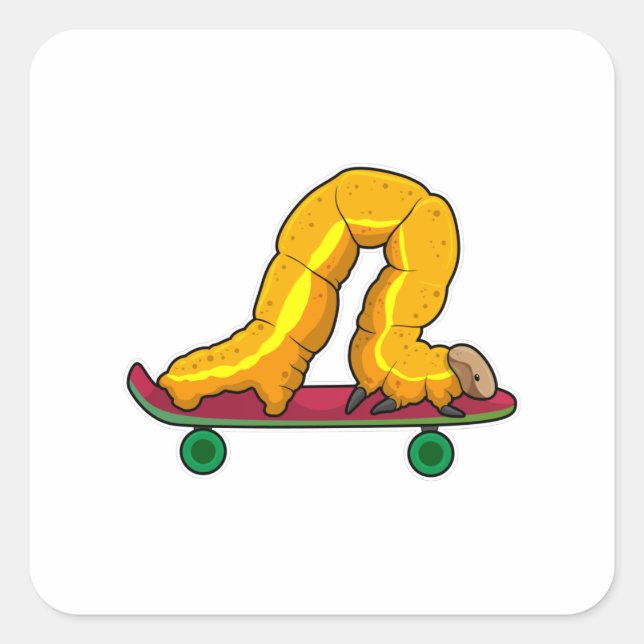 Caterpillar Skater Skateboard Square Sticker (Front)