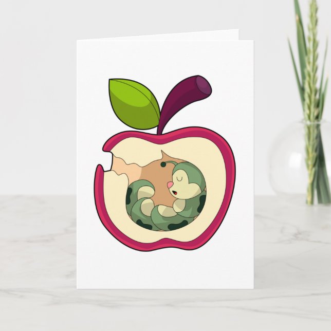 Caterpillar Sleeping Apple Card (Front)