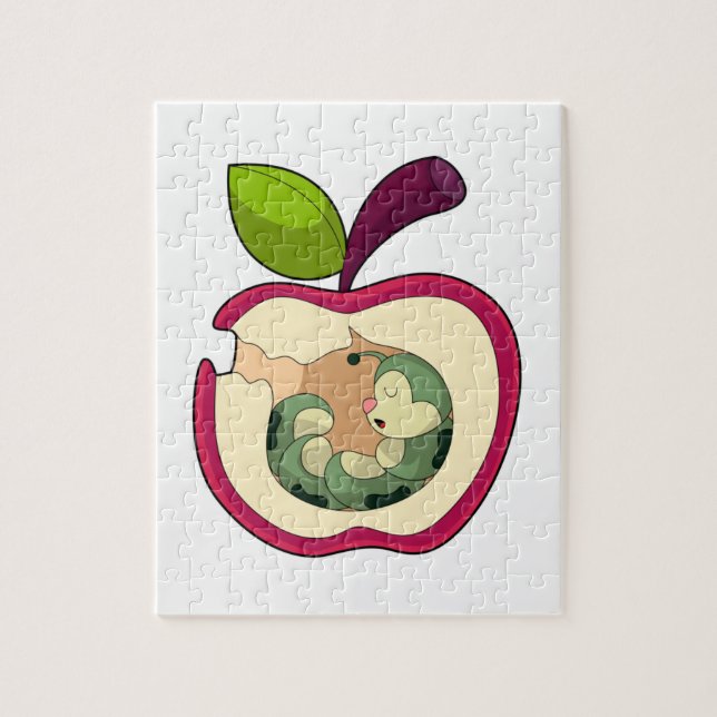 Caterpillar Sleeping Apple Jigsaw Puzzle (Vertical)