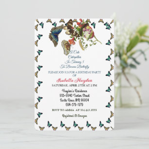 Caterpillar Turning Butterfly Birthday Colourful  Invitation