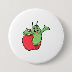 Caterpillar with Apple 3 Inch Round Button