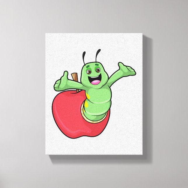 Caterpillar with Apple Canvas Print (Front)