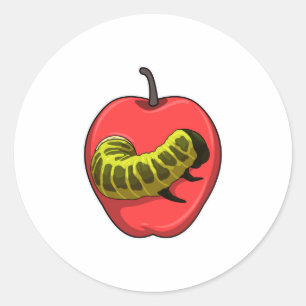 Caterpillar with Apple Classic Round Sticker